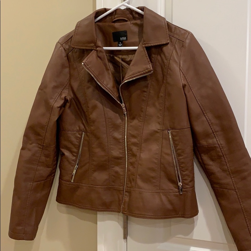 Ladies vegan leather moto style jacket